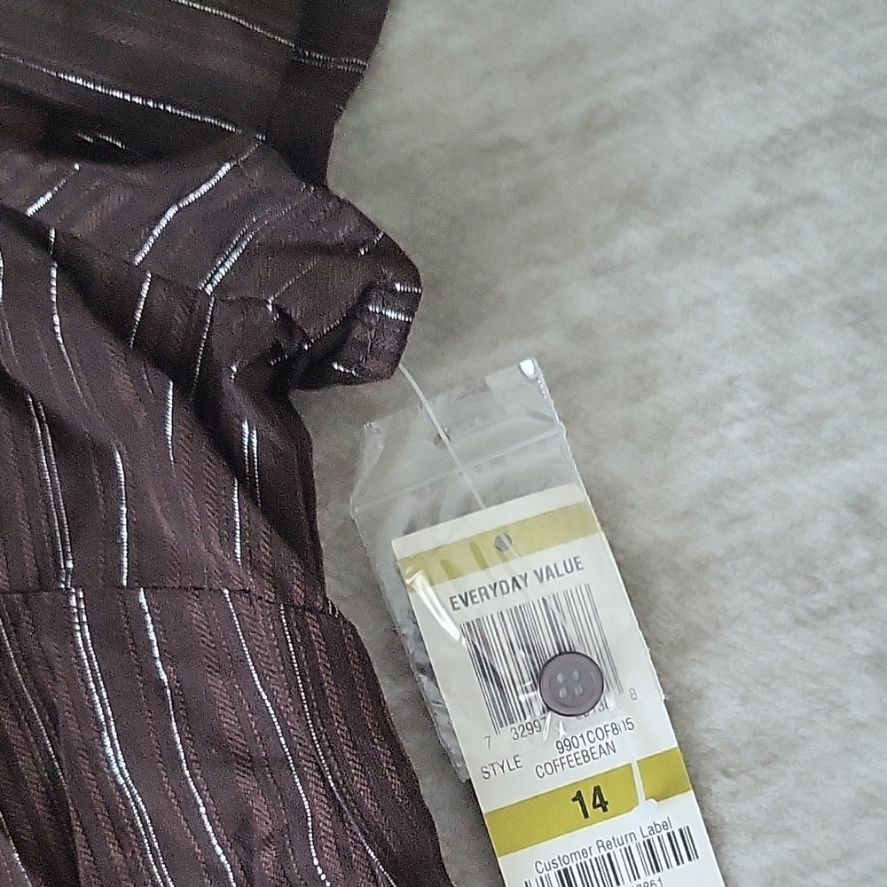 Style & Co. Women's Black Pinstripe Button Down Shirt - Picture 3 of 3